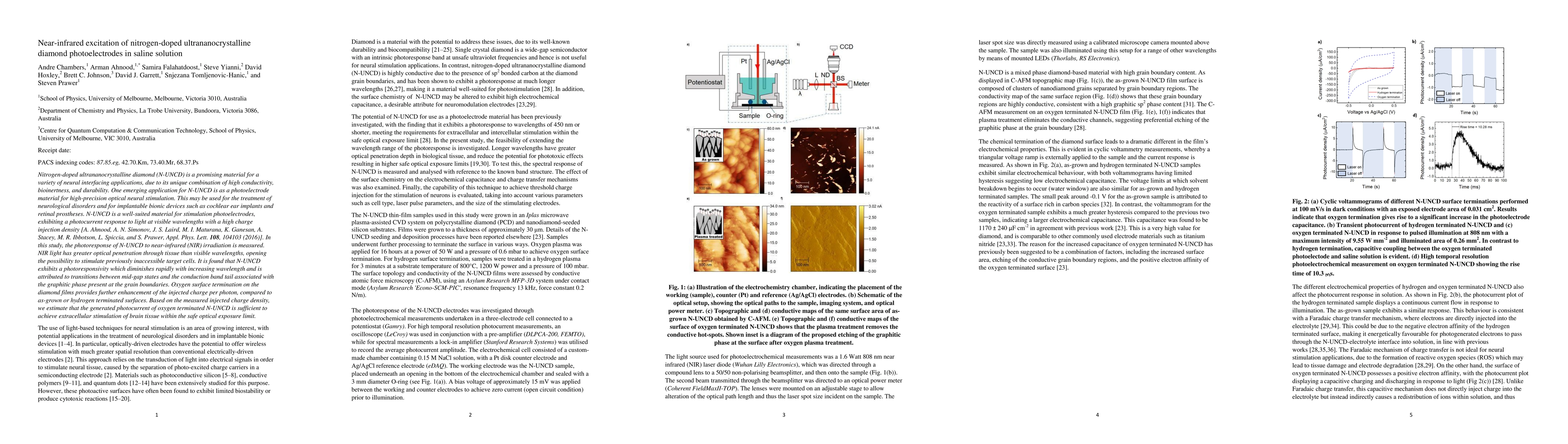 Thumbnail for Near-infrared excitation of nitrogen-doped ultrananocrystalline diamond
  photoelectrodes in saline solution