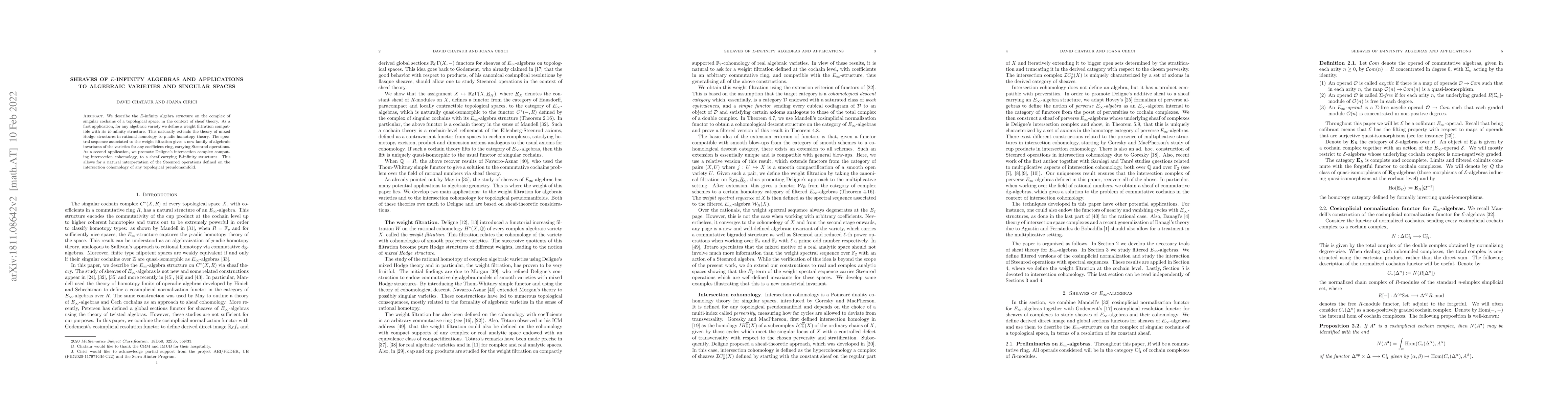 Thumbnail for Sheaves of E-infinity algebras and applications to algebraic varieties
  and singular spaces