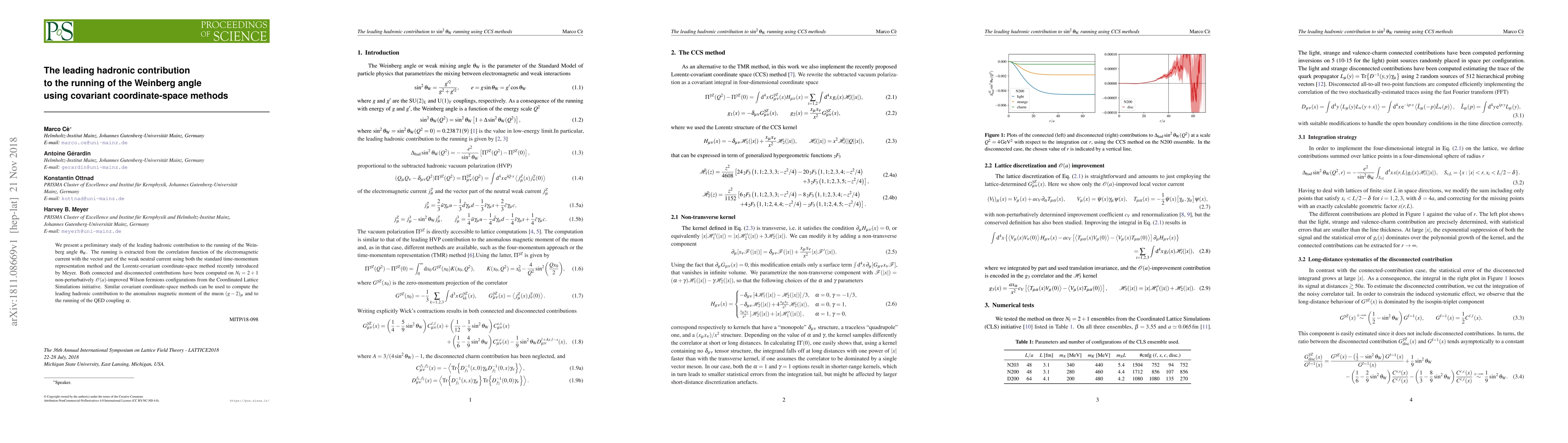 Thumbnail for The leading hadronic contribution to the running of the Weinberg angle
  using covariant coordinate-space methods