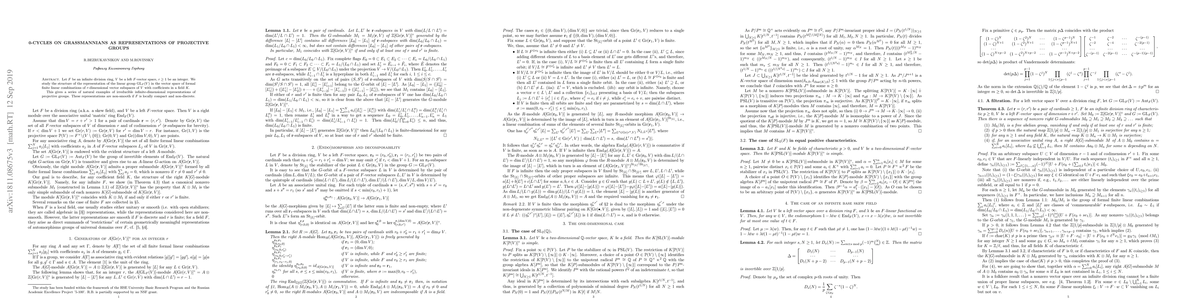 Thumbnail for 0-cycles on Grassmannians as representations of projective groups
