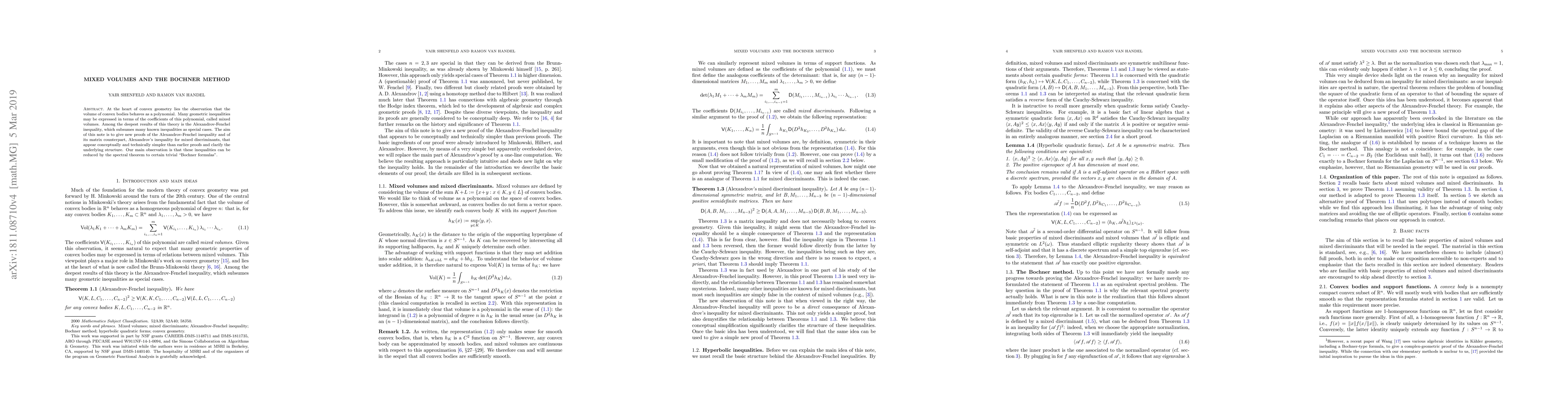 Thumbnail for Mixed volumes and the Bochner method