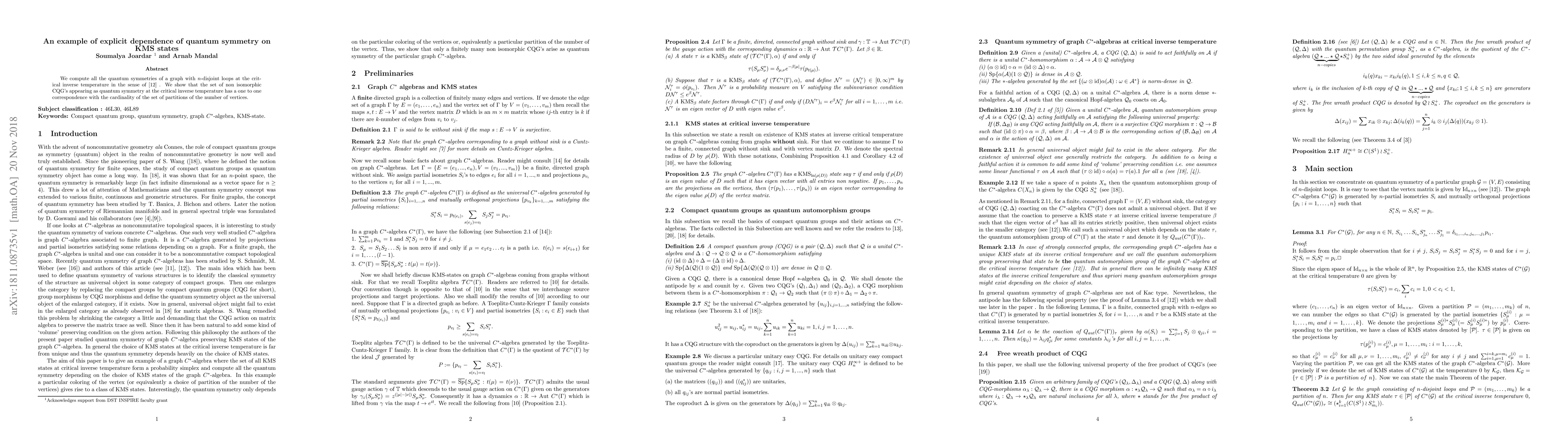 Thumbnail for An example of explicit dependence of quantum symmetry on KMS states