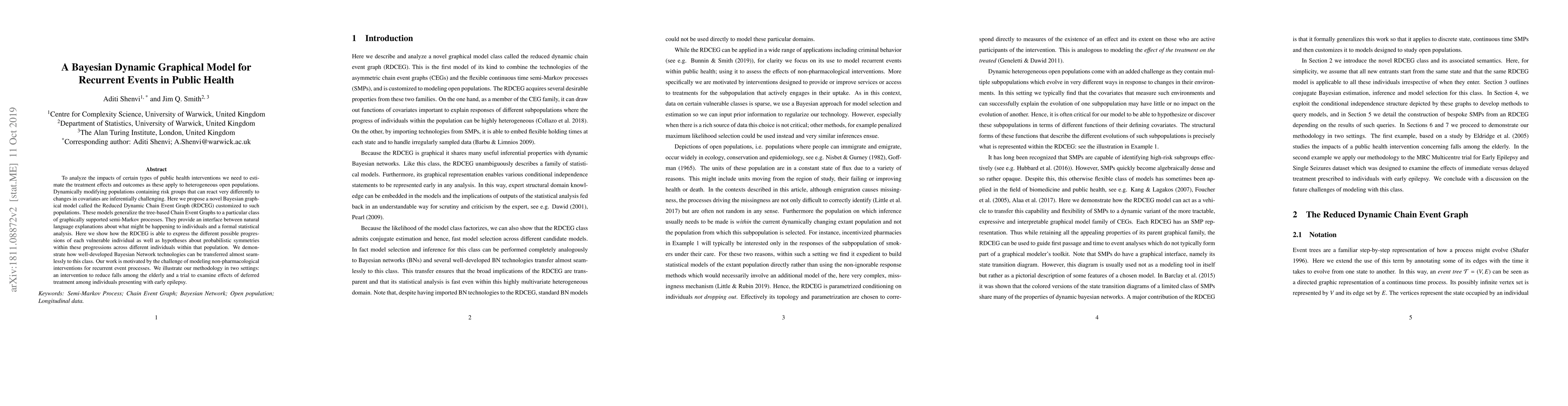 Thumbnail for A Bayesian Dynamic Graphical Model for Recurrent Events in Public Health