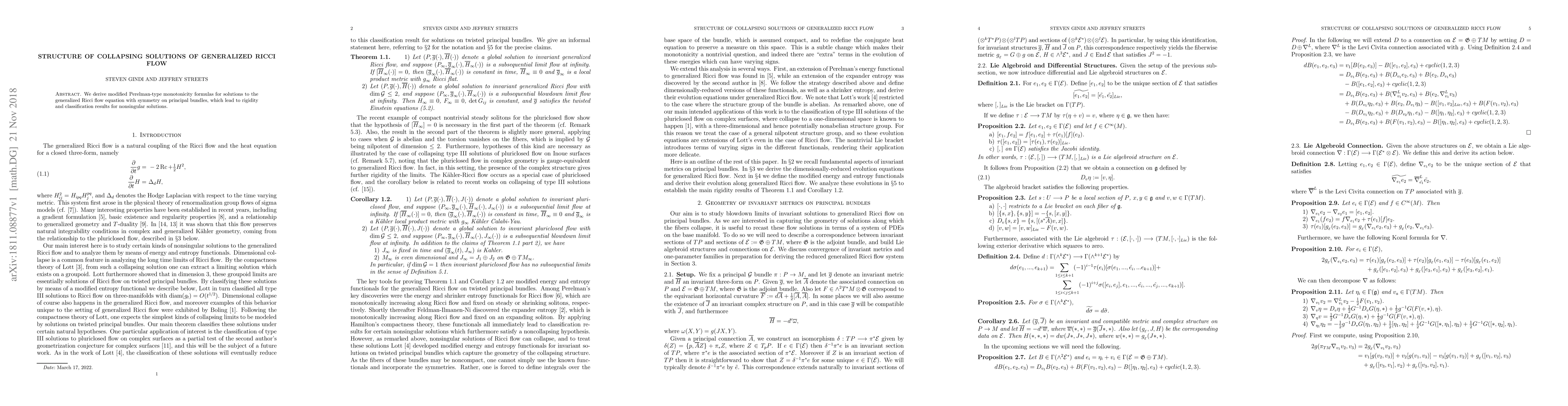 Thumbnail for Structure of collapsing solutions of generalized Ricci flow