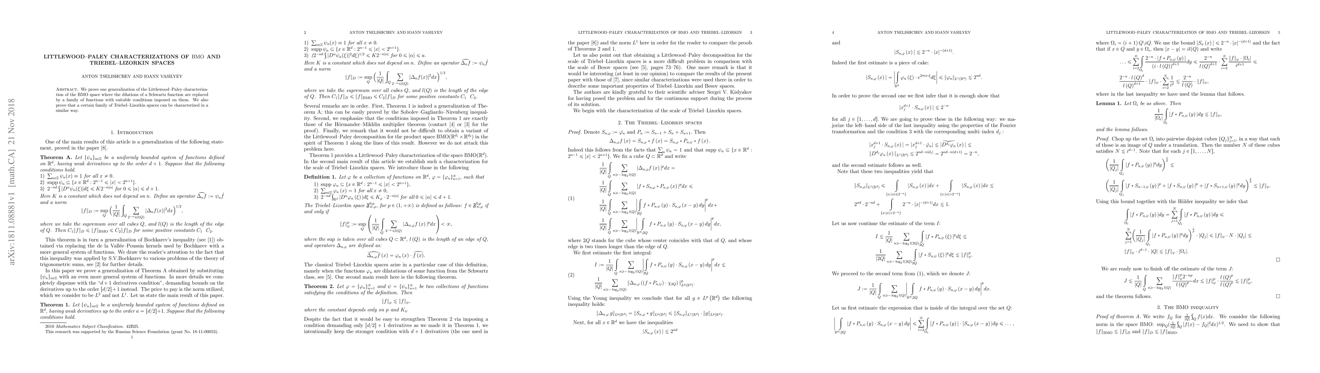 Thumbnail for Littlewood--Paley characterizations of $\mathrm{BMO}$ and
  Triebel--Lizorkin spaces