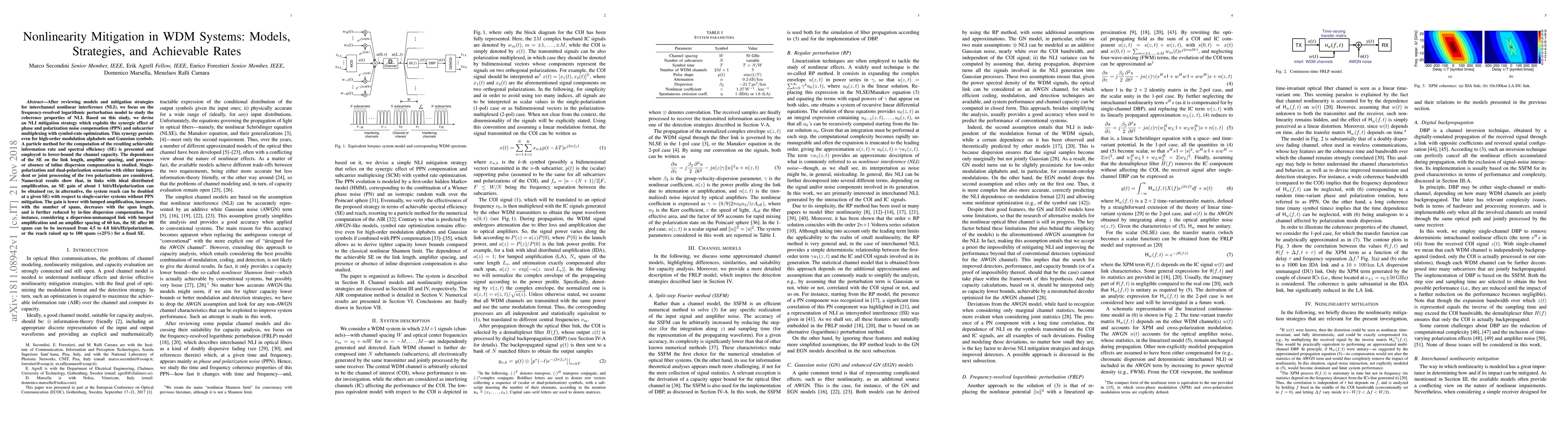 Thumbnail for Nonlinearity Mitigation in WDM Systems: Models, Strategies, and
  Achievable Rates