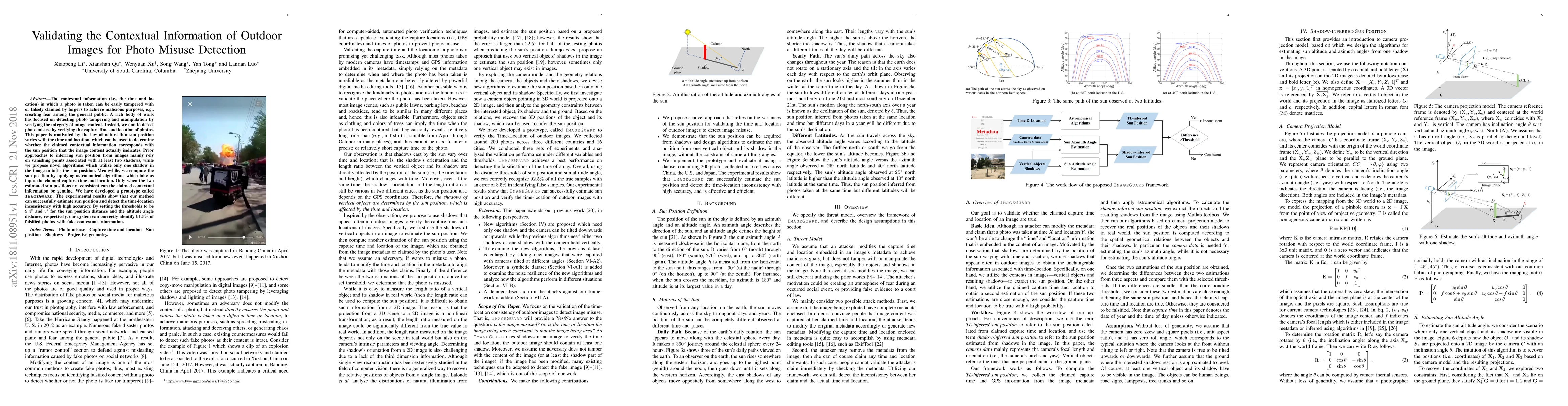 Thumbnail for Validating the Contextual Information of Outdoor Images for Photo Misuse
  Detection