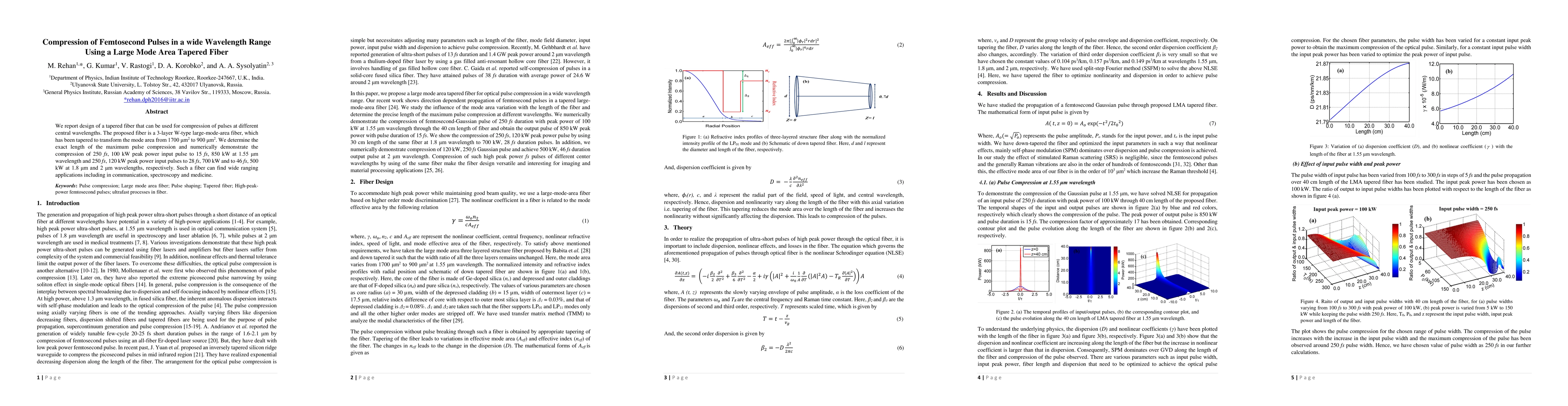 Thumbnail for Compression of Femtosecond Pulses in a wide Wavelength Range Using a
  Large Mode Area Tapered Fiber