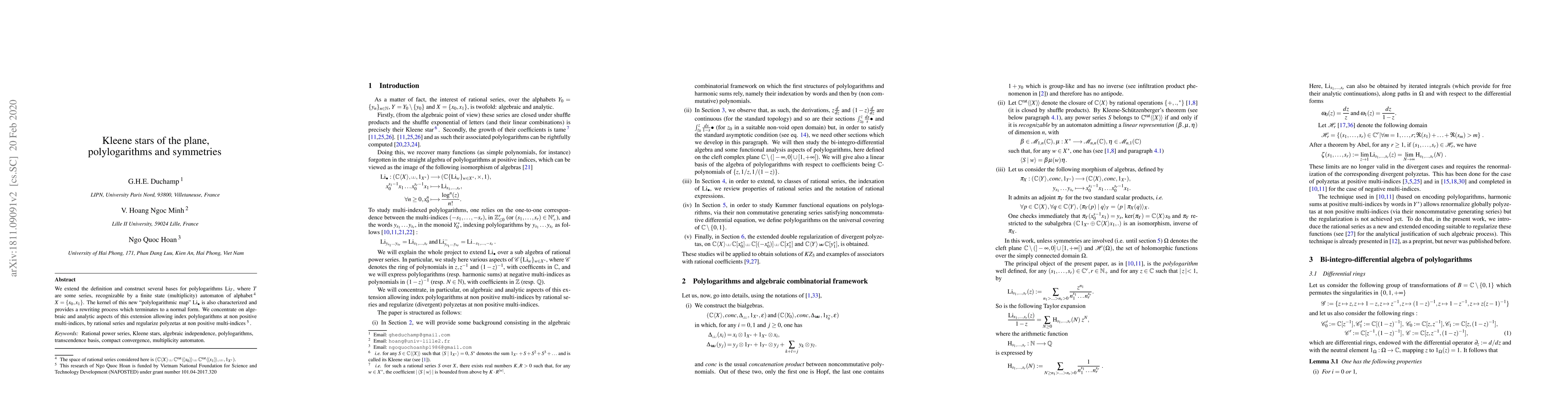 Thumbnail for Kleene stars of the plane, polylogarithms and symmetries