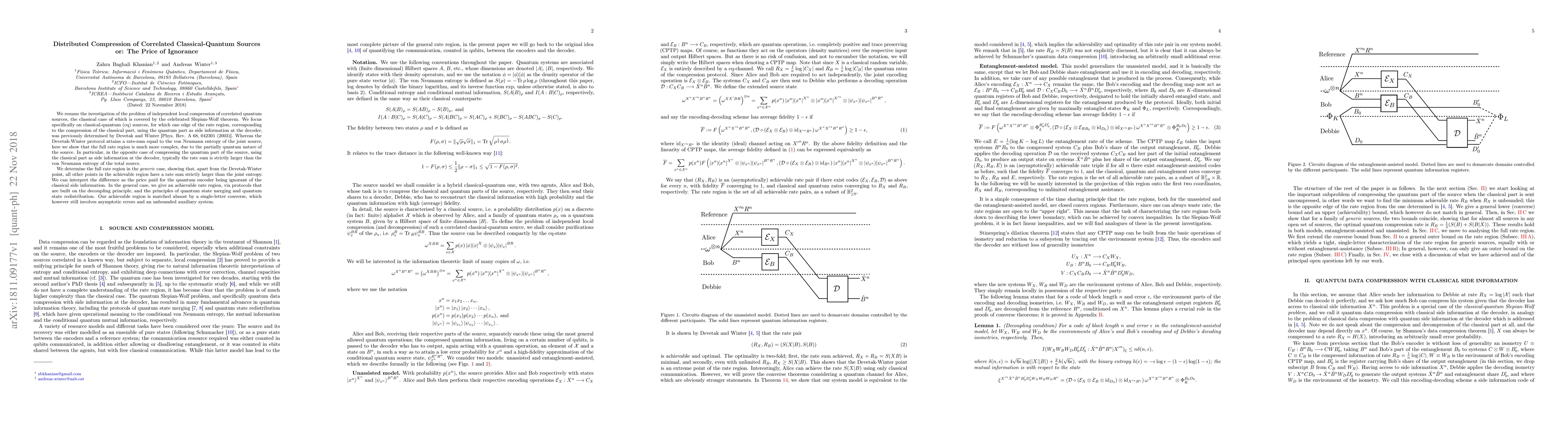 Thumbnail for Distributed Compression of Correlated Classical-Quantum Sources or: The
  Price of Ignorance