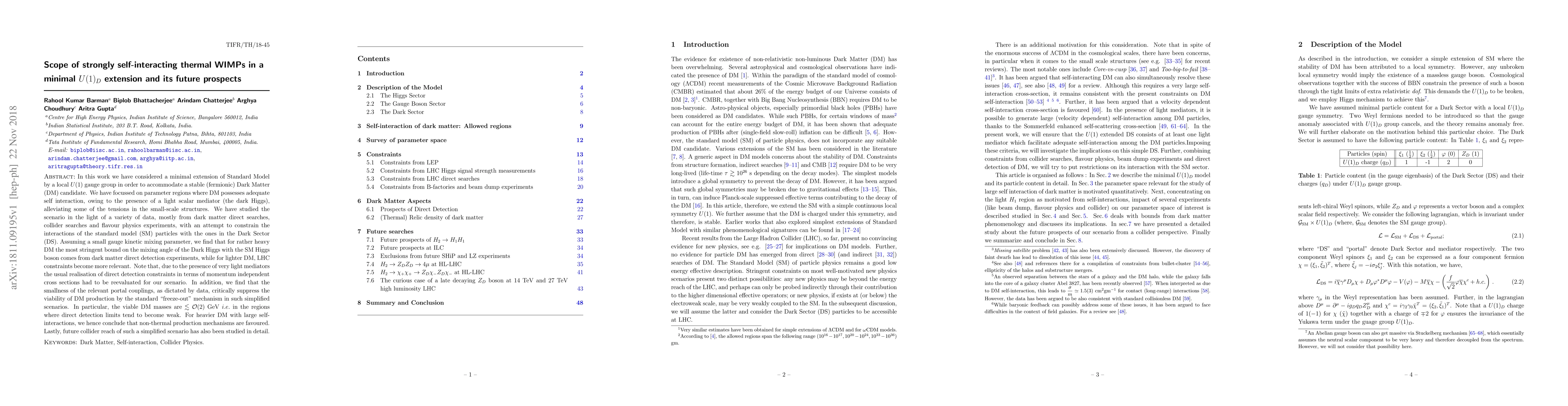 Thumbnail for Scope of strongly self-interacting thermal WIMPs in a minimal $U(1)_D$
  extension and its future prospects