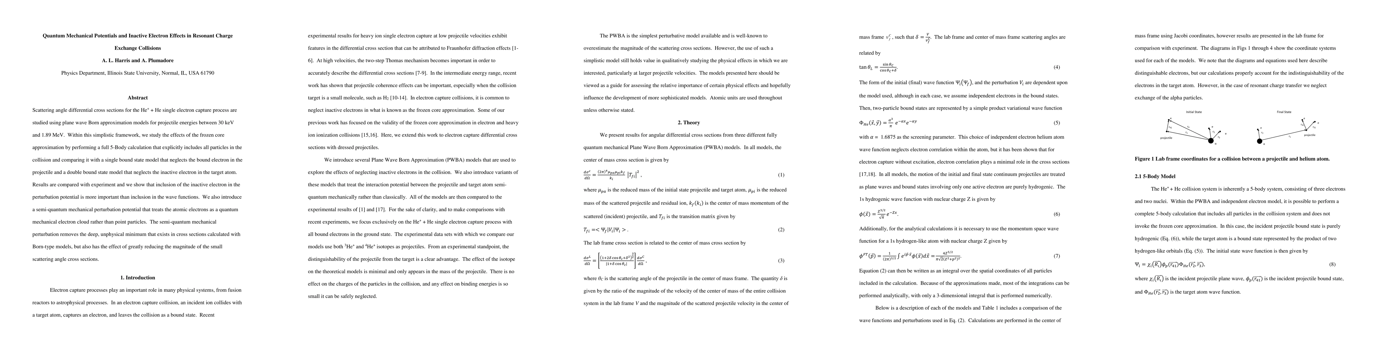 Thumbnail for Quantum Mechanical Potentials and Inactive Electron Effects in Resonant
  Charge Exchange Collisions
