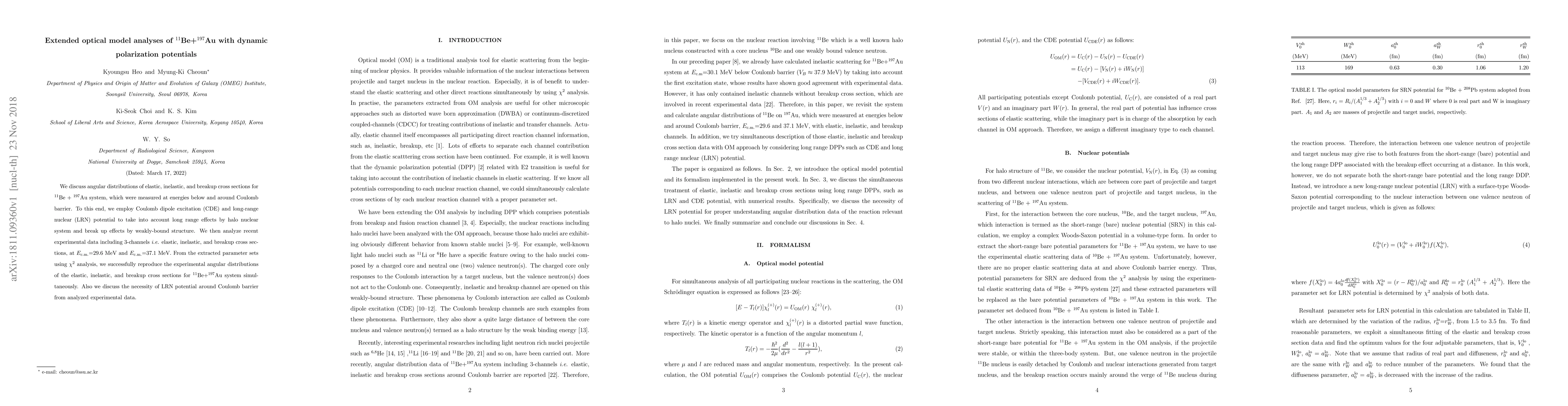Thumbnail for Extended optical model analyses of $^{11}$Be+$^{197}$Au with dynamic
  polarization potentials