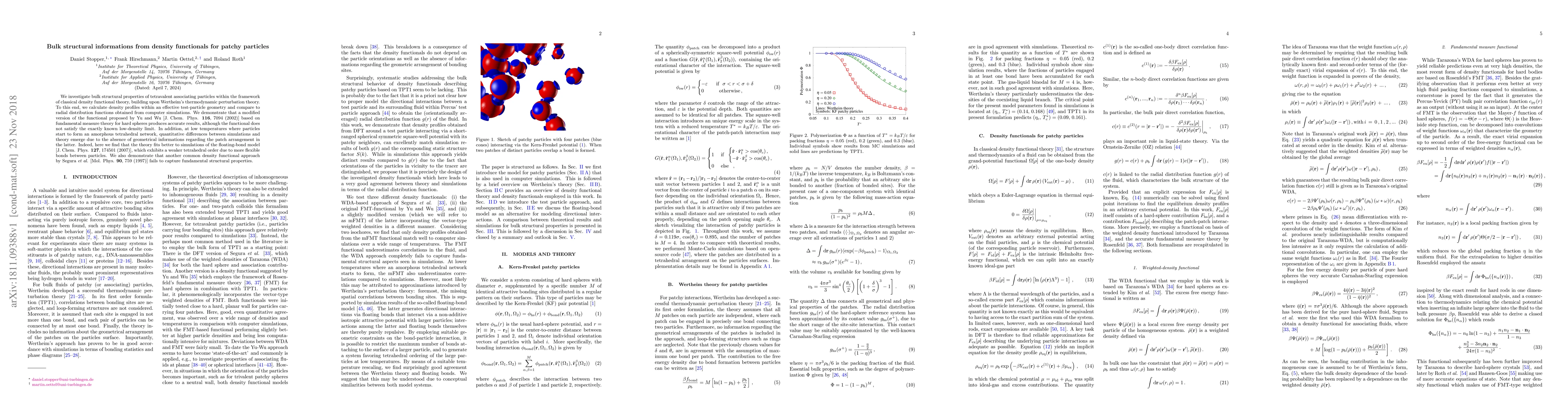 Thumbnail for Bulk structural informations from density functionals for patchy
  particles
