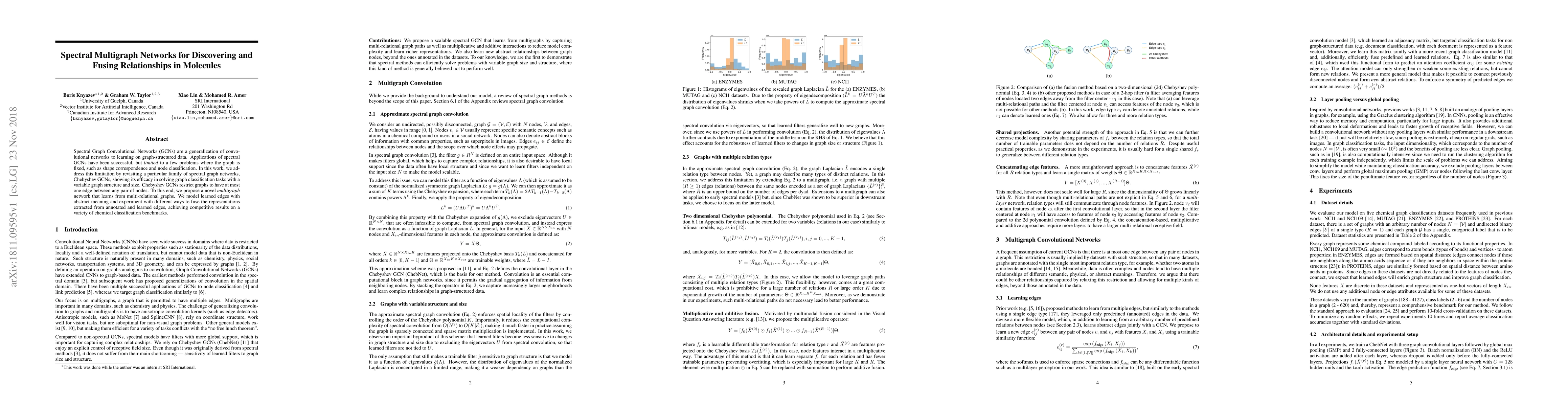 Thumbnail for Spectral Multigraph Networks for Discovering and Fusing Relationships in
  Molecules