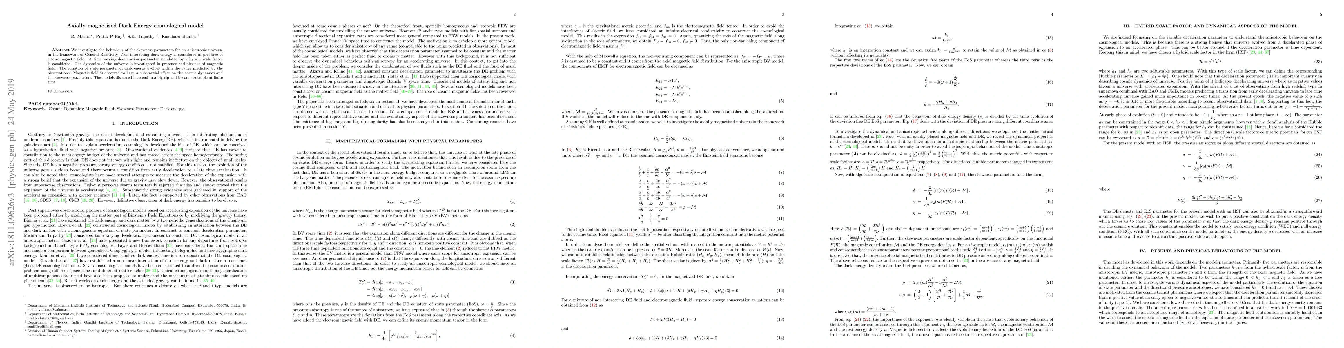 Thumbnail for Axially magnetized Dark Energy cosmological model