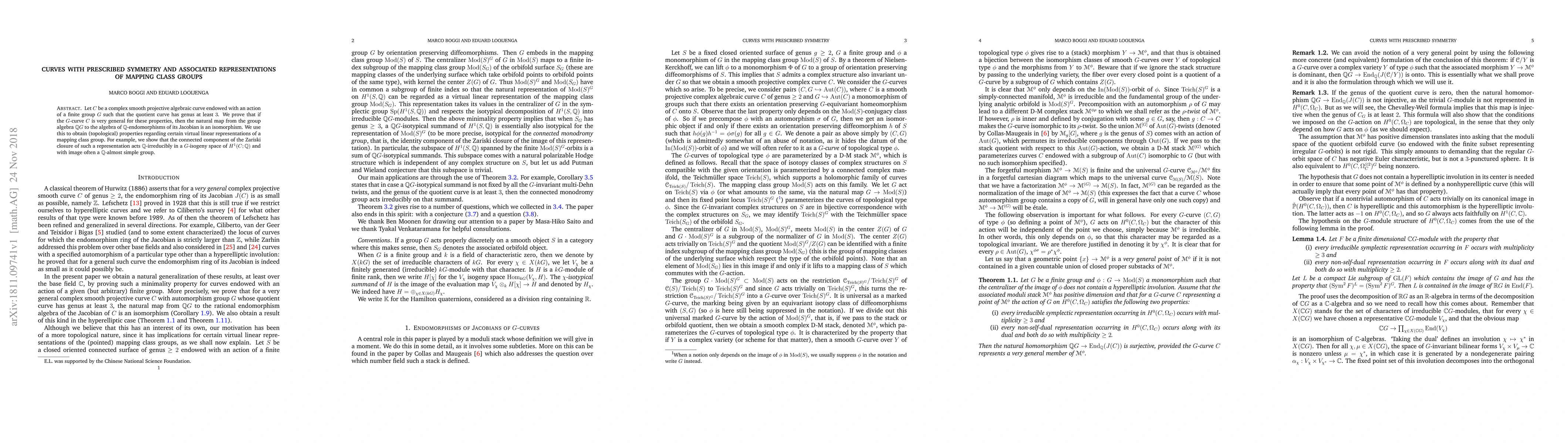 Thumbnail for Curves with prescribed symmetry and associated representations of
  mapping class groups