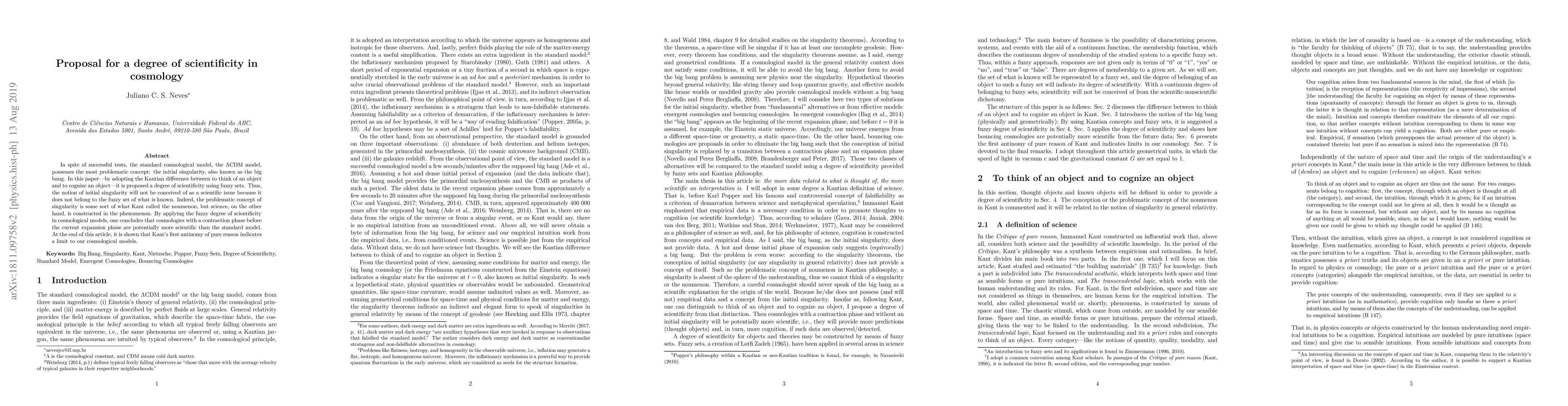 Thumbnail for Proposal for a degree of scientificity in cosmology