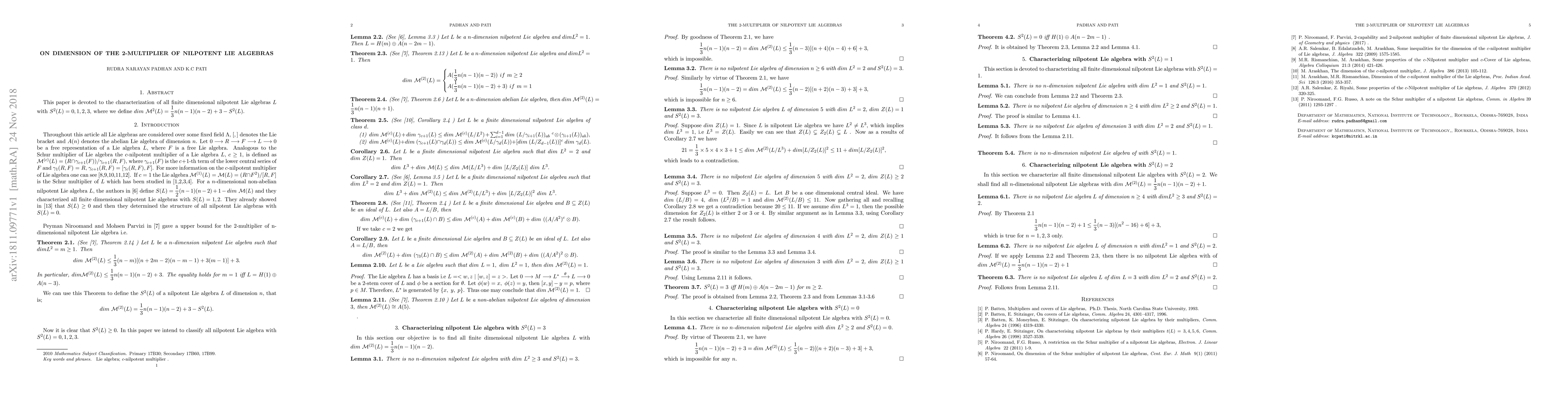 Thumbnail for On dimension of the 2-multiplier of nilpotent Lie algebras