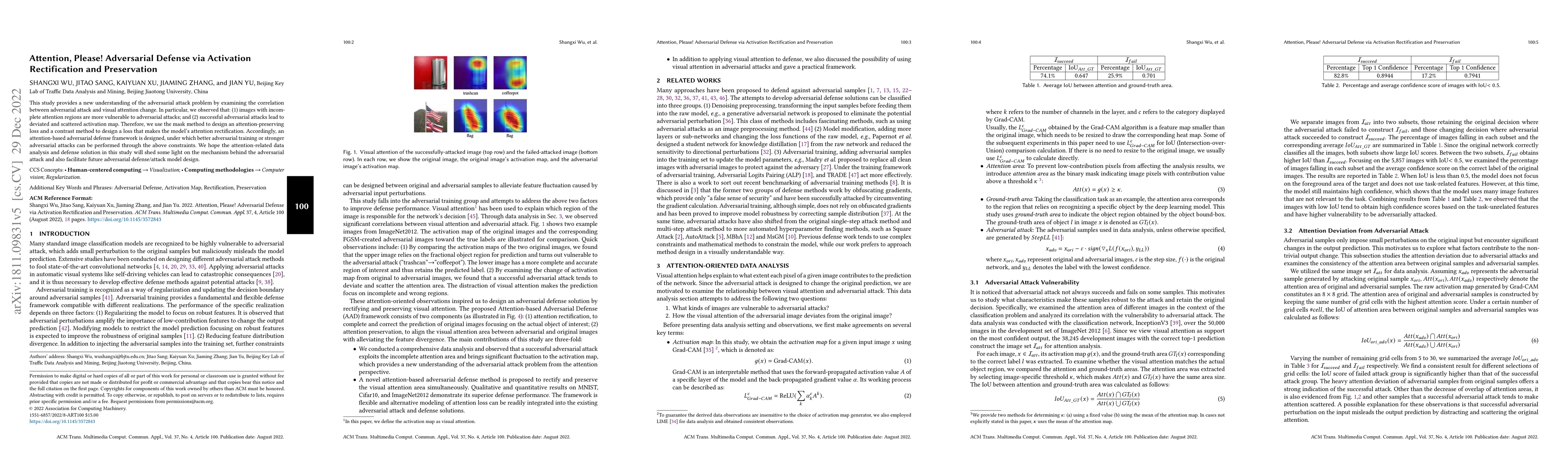 Thumbnail for Attention, Please! Adversarial Defense via Activation Rectification and
  Preservation