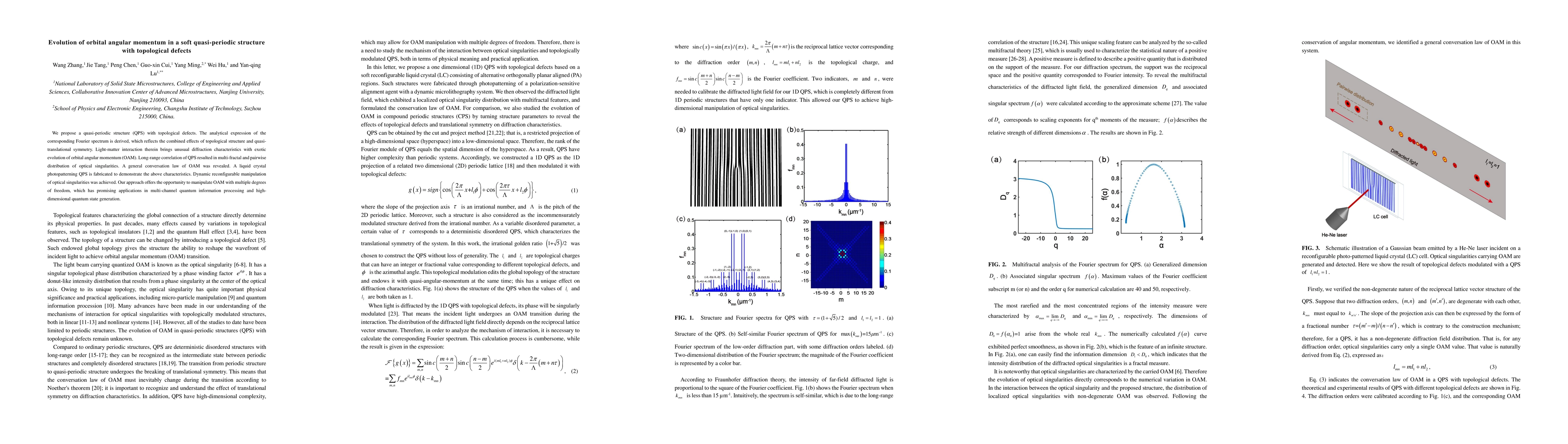 Thumbnail for Evolution of orbital angular momentum in a soft quasi-periodic structure
  with topological defects