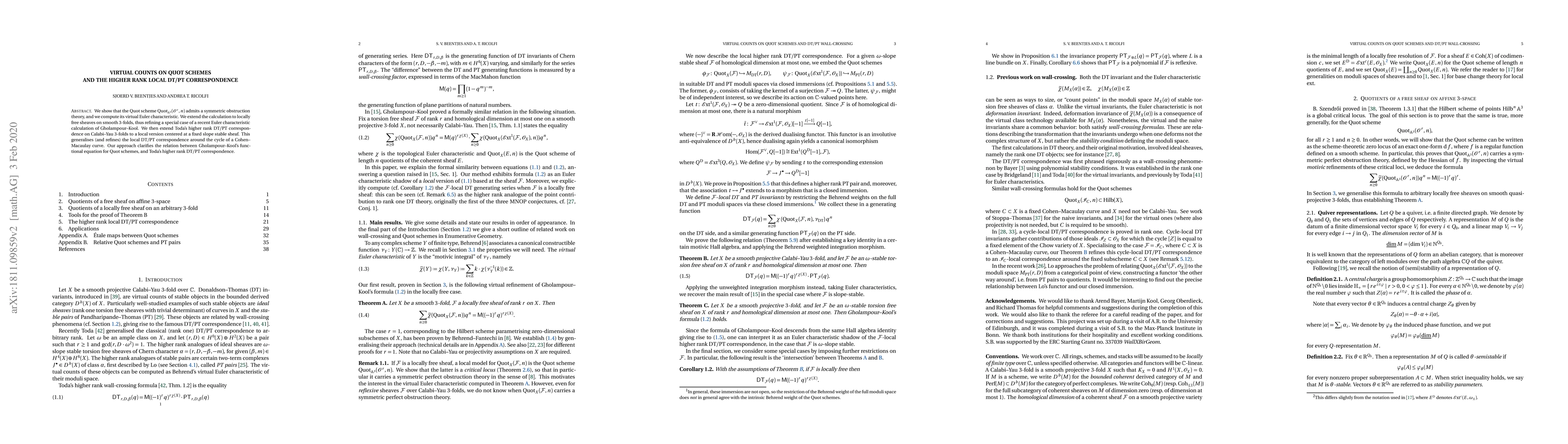 Thumbnail for Virtual counts on Quot schemes and the higher rank local DT/PT
  correspondence
