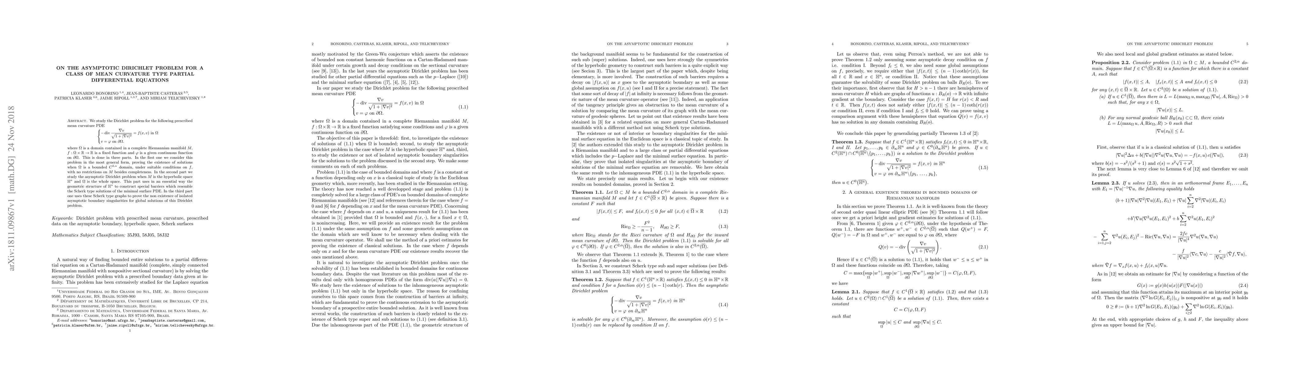 Thumbnail for On the asymptotic Dirichlet problem for a class of mean curvature type
  partial differential equations