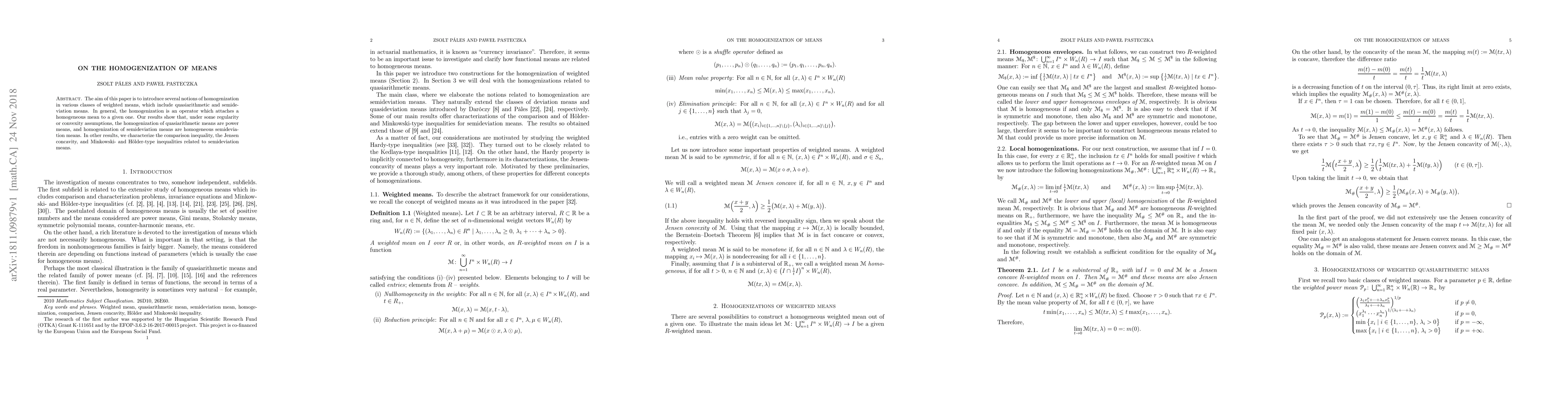 Thumbnail for On the homogenization of means
