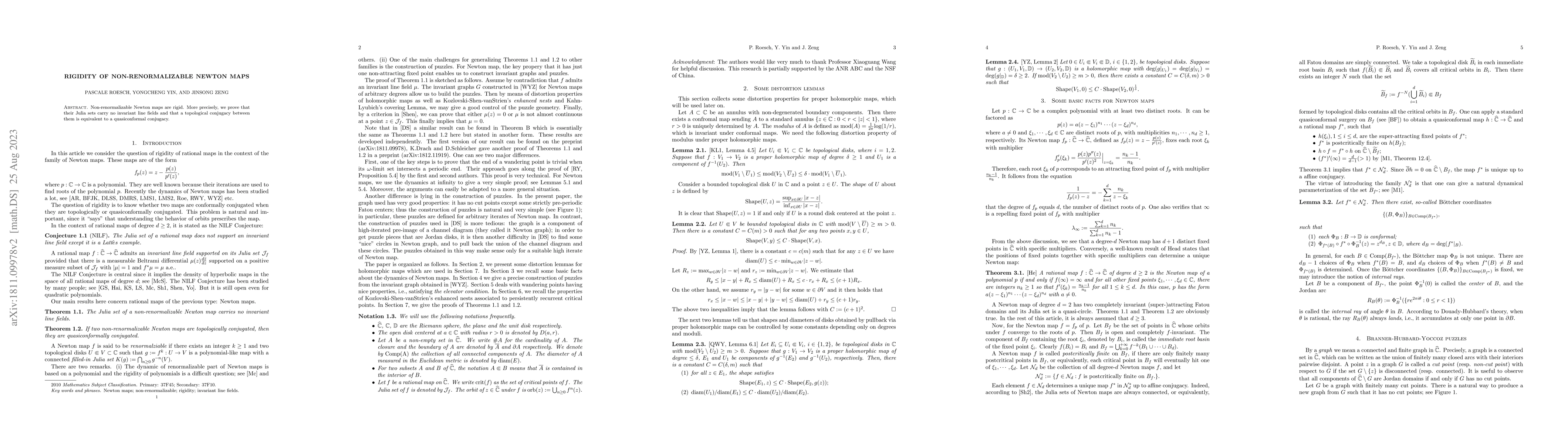 Thumbnail for Rigidity of non-renormalizable Newton maps