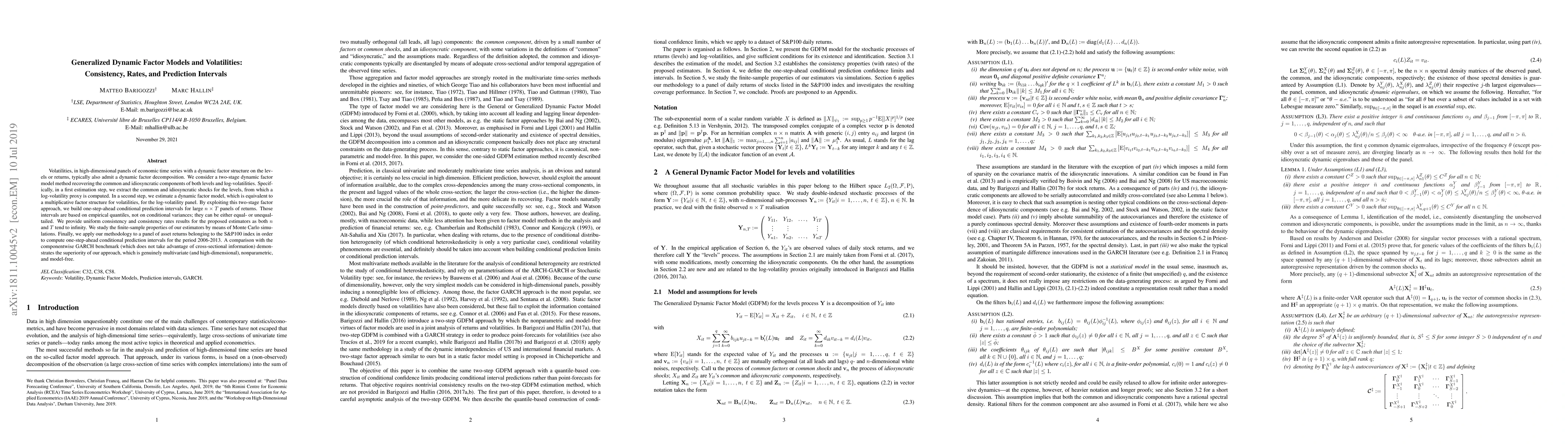 Thumbnail for Generalized Dynamic Factor Models and Volatilities: Consistency, rates,
  and prediction intervals