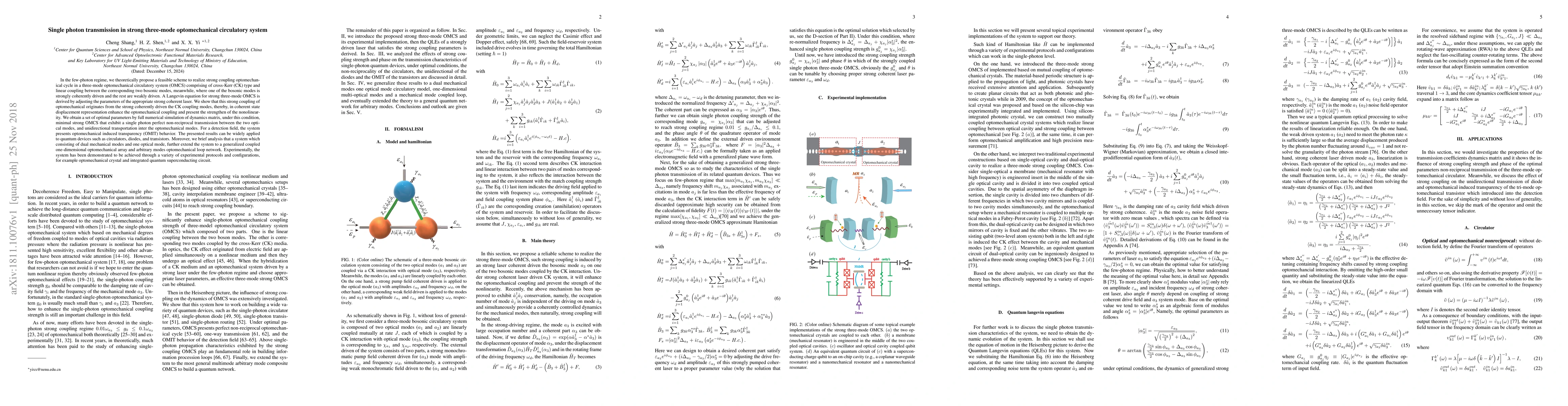 Thumbnail for Single photon transmission in strong three-mode optomechanical
  circulatory system