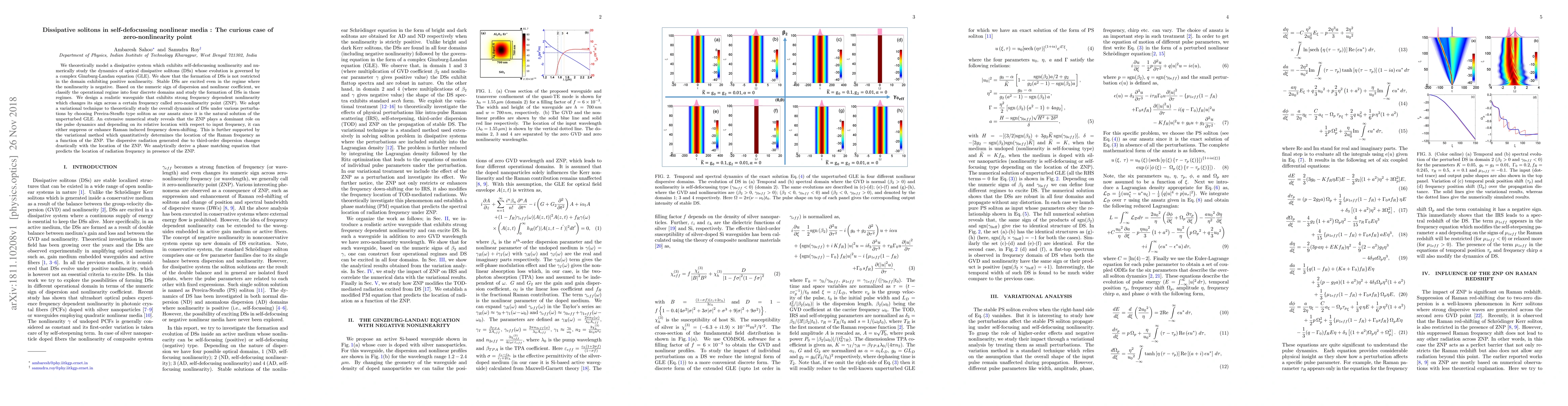 Thumbnail for Dissipative solitons in self-defocussing nonlinear media: The curious
  case of zero-nonlinearity point