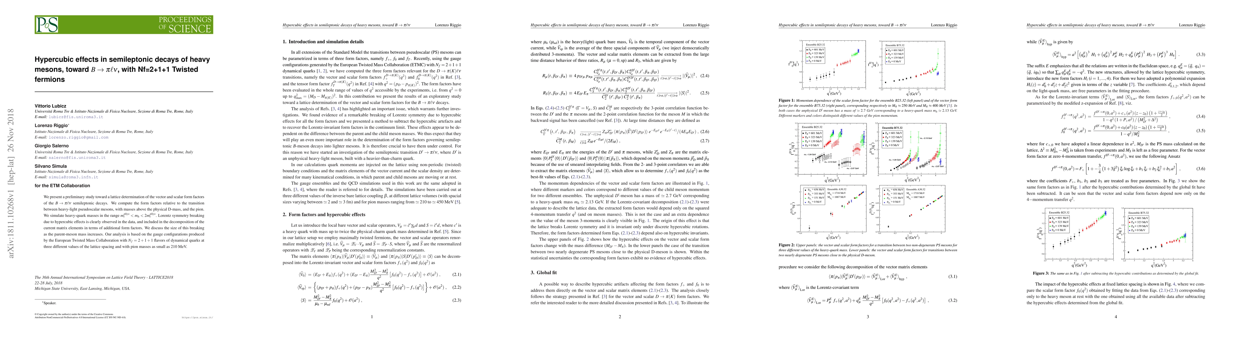 Thumbnail for Hypercubic effects in semileptonic decays of heavy mesons, toward $B \to
  \pi \ell \nu$, with $N_f=2+1+1$ Twisted fermions
