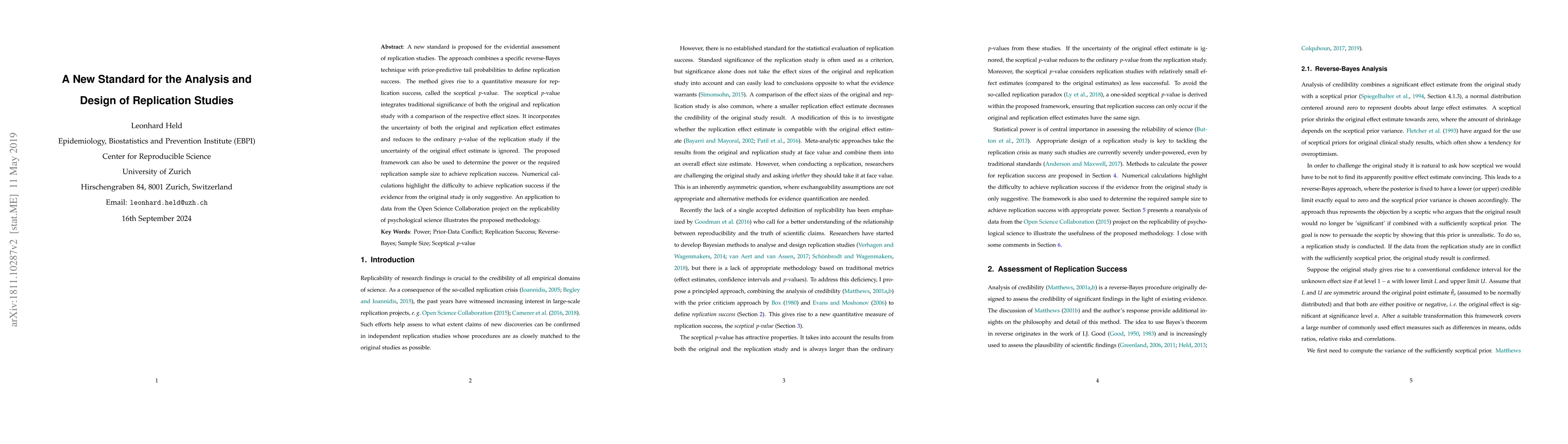 Thumbnail for A New Standard for the Analysis and Design of Replication Studies