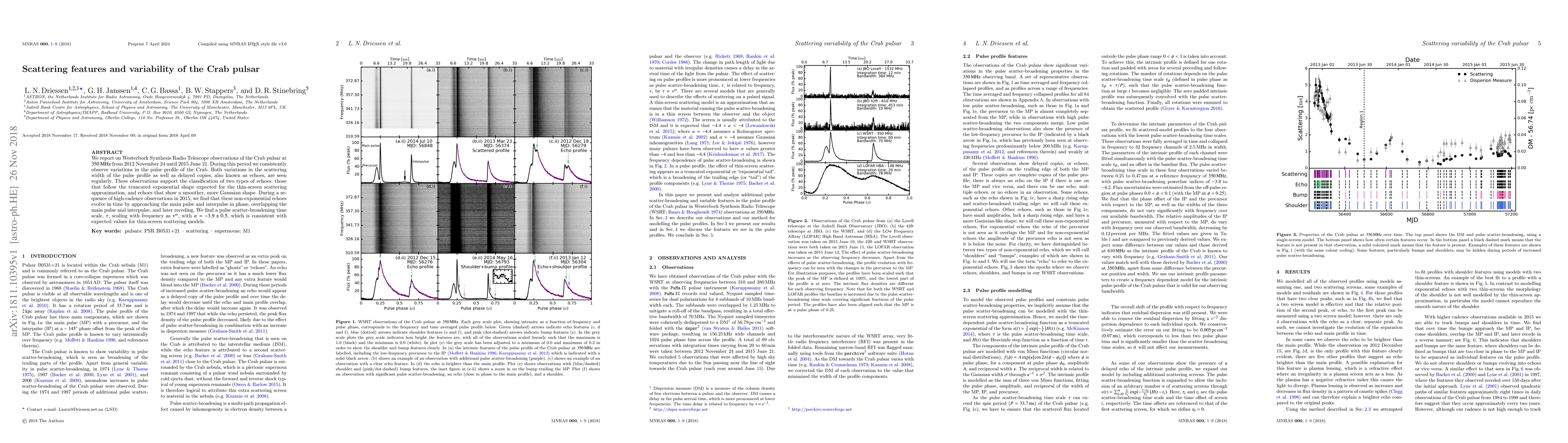 Thumbnail for Scattering features and variability of the Crab pulsar