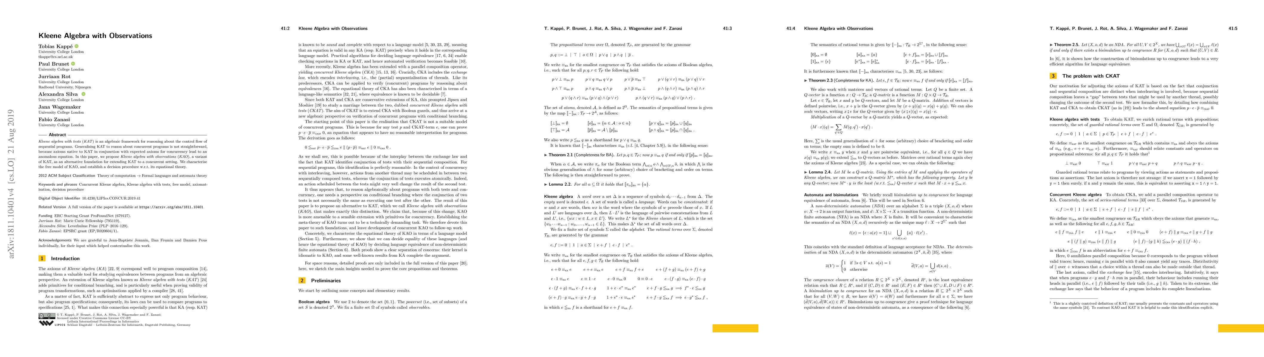 Thumbnail for Kleene Algebra with Observations