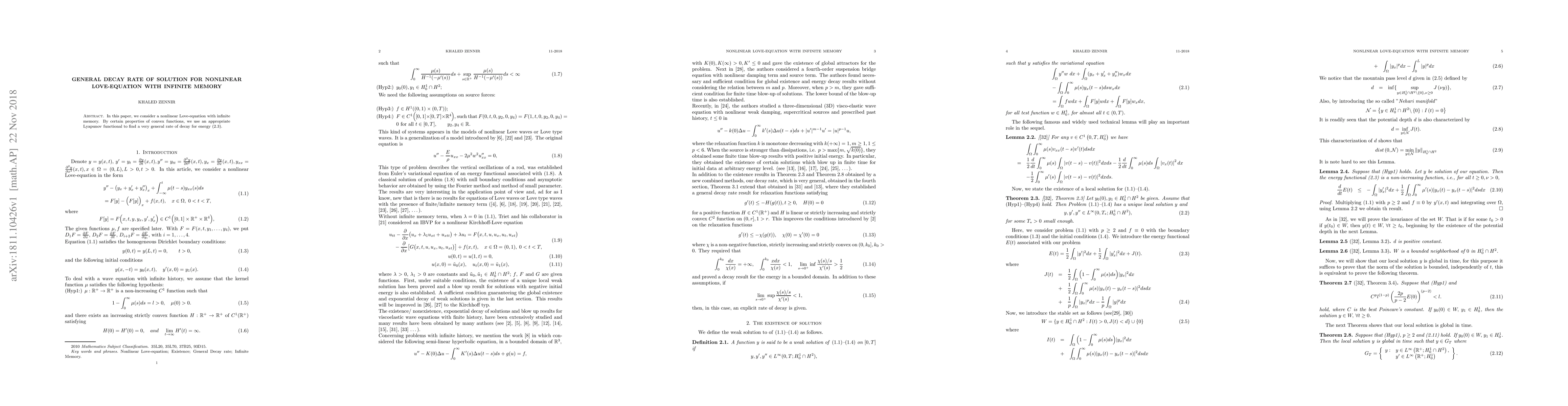 Thumbnail for General decay rate of solution for nonlinear Love-Equation with infinite
  memory