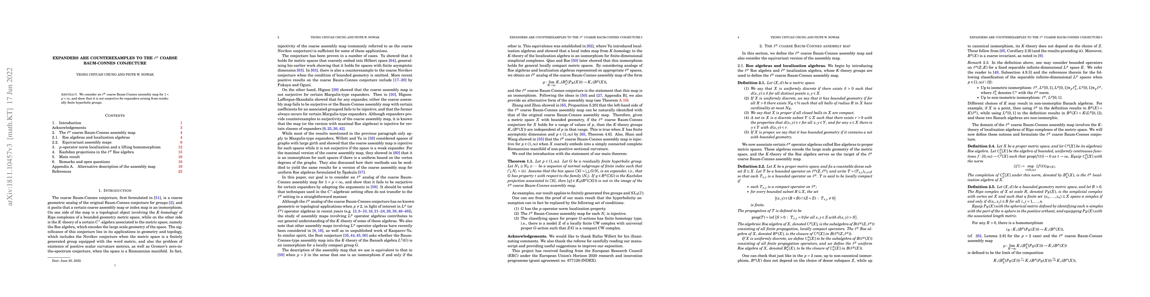 Thumbnail for Expanders are counterexamples to the $\ell^p$ coarse Baum-Connes
  conjecture