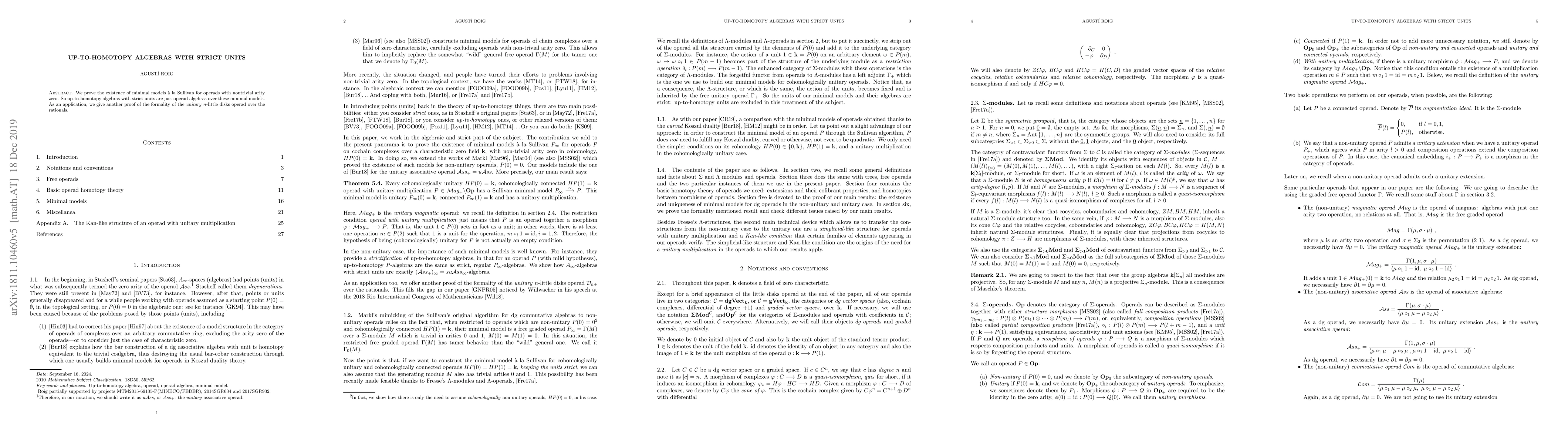 Thumbnail for Up to homotopy algebras with strict units