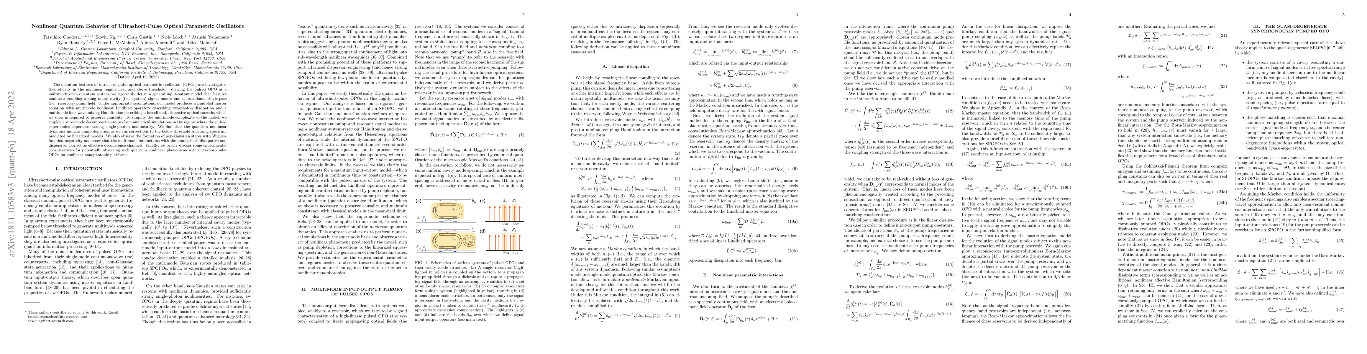 Thumbnail for Nonlinear Quantum Behavior of Ultrashort-Pulse Optical Parametric
  Oscillators