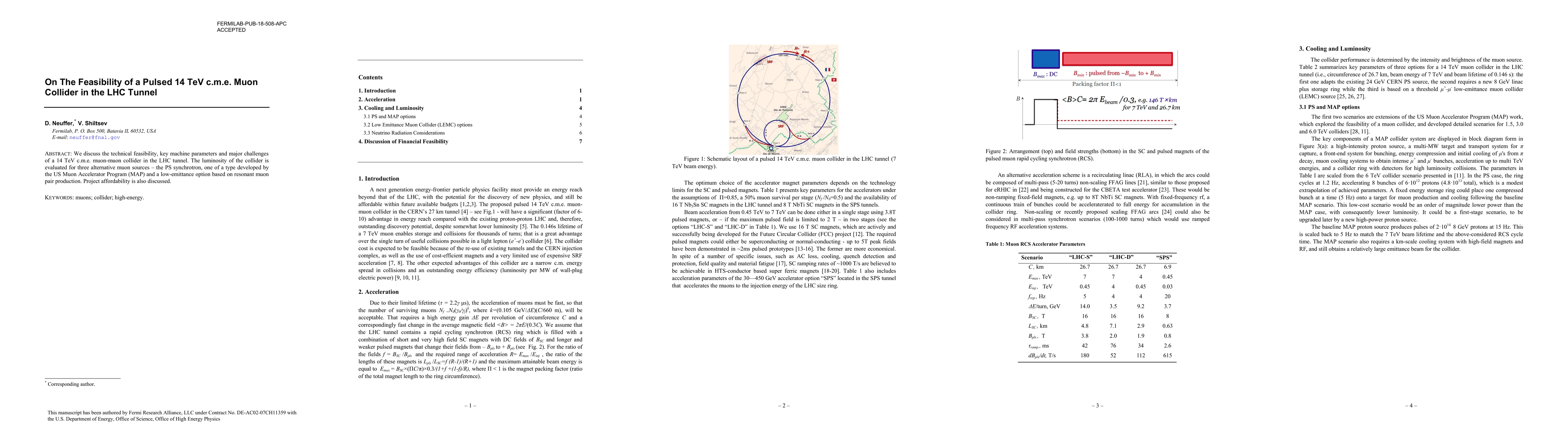 Thumbnail for On The Feasibility of a Pulsed 14 TeV c.m.e. Muon Collider in the LHC
  Tunnel