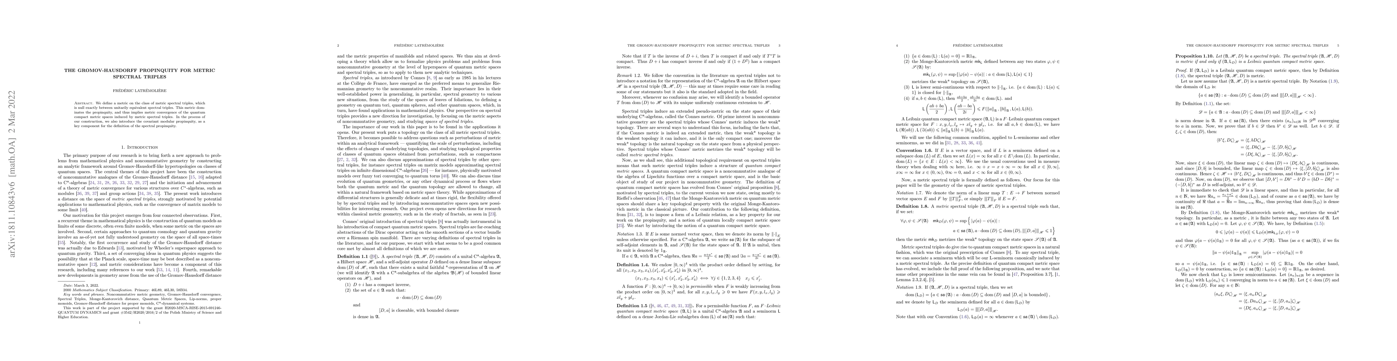 Thumbnail for The Gromov-Hausdorff propinquity for metric Spectral Triples