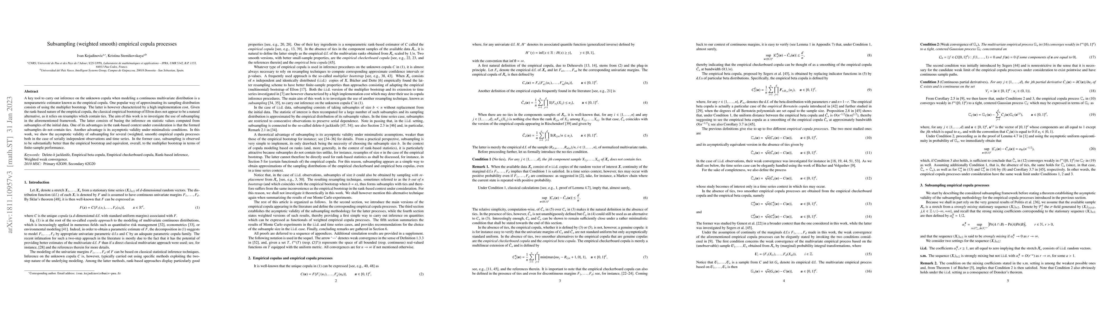 Thumbnail for Subsampling (weighted smooth) empirical copula processes