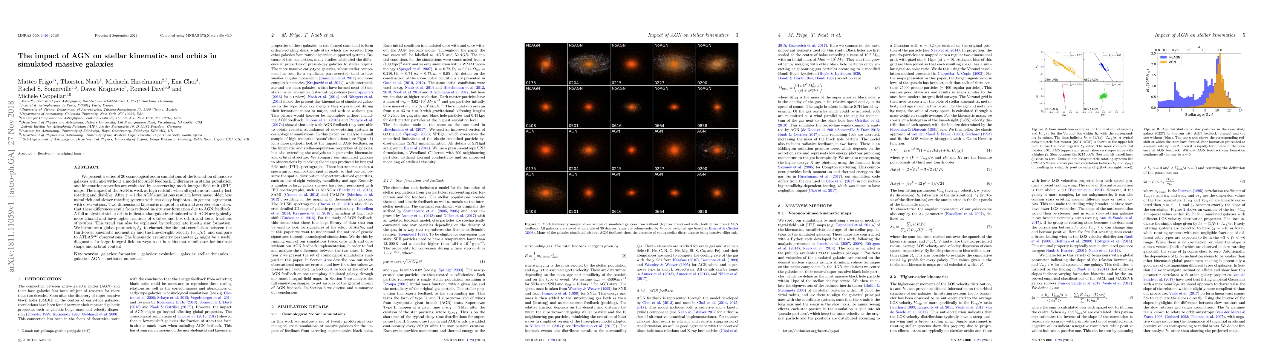 Thumbnail for The impact of AGN on stellar kinematics and orbits in simulated massive
  galaxies