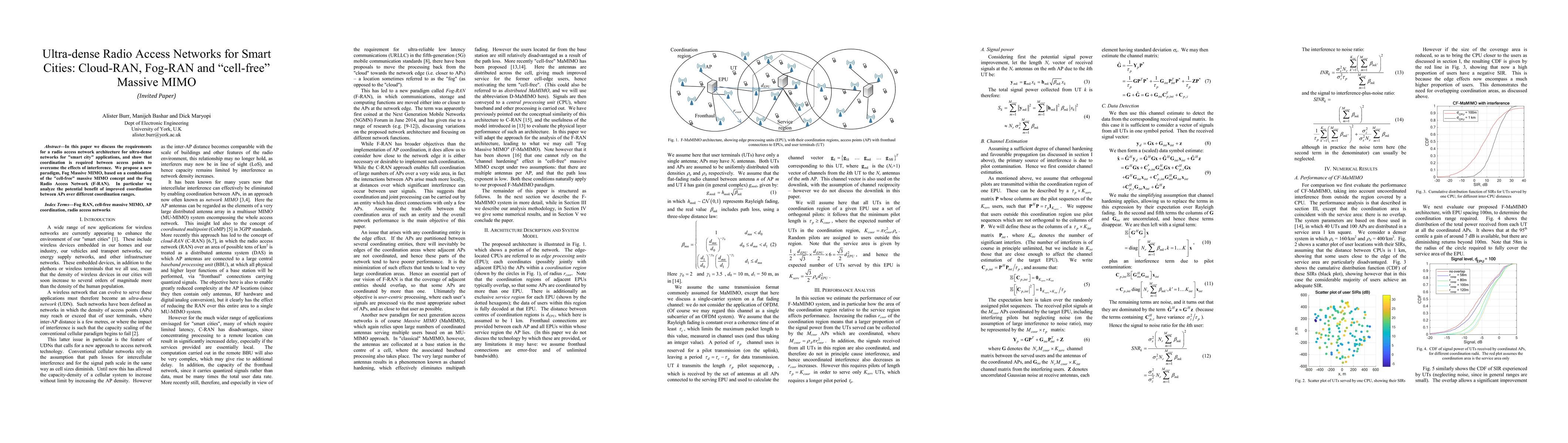 Thumbnail for Ultra-dense Radio Access Networks for Smart Cities: Cloud-RAN, Fog-RAN
  and "cell-free" Massive MIMO