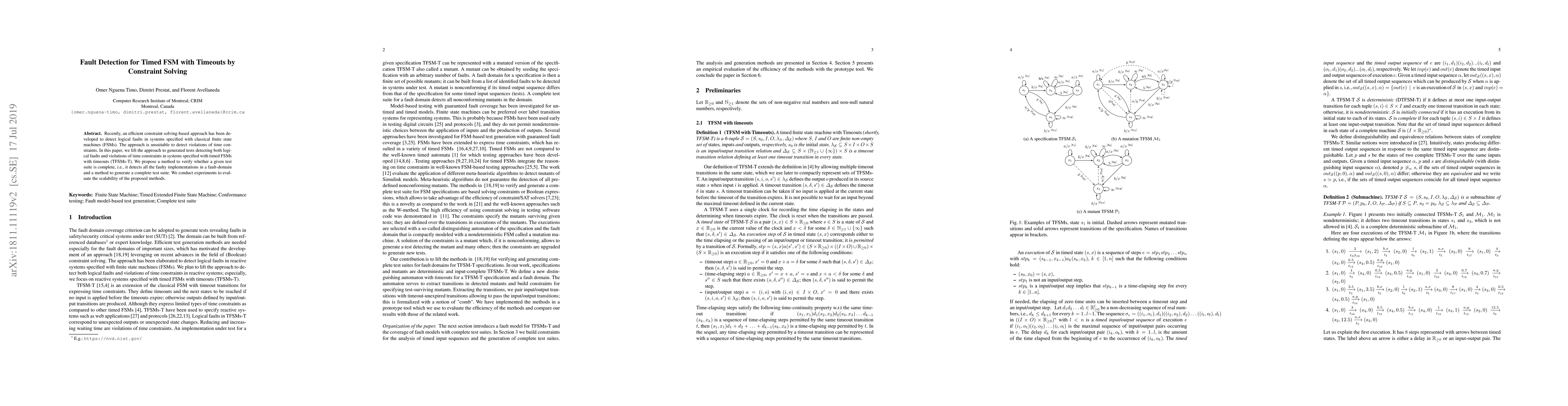 Thumbnail for Fault Detection for Timed FSM with Timeouts by Constraint Solving