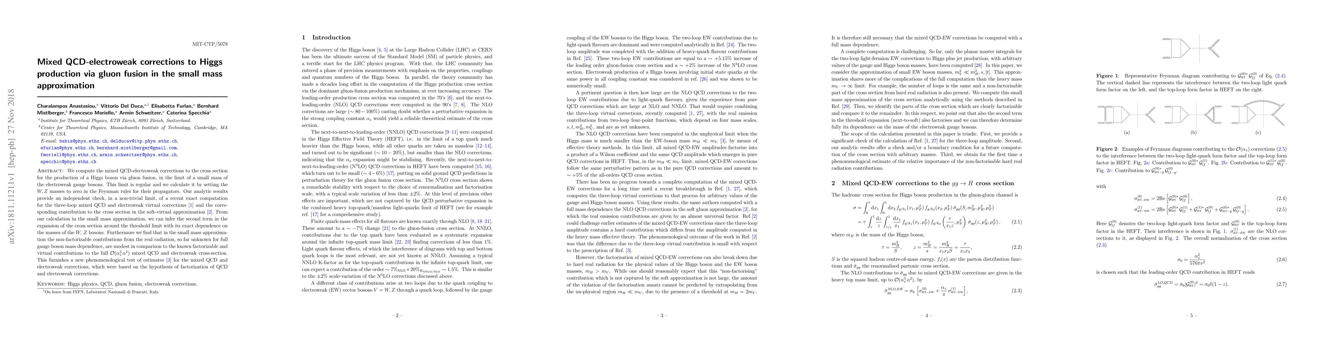 Thumbnail for Mixed QCD-electroweak corrections to Higgs production via gluon fusion
  in the small mass approximation