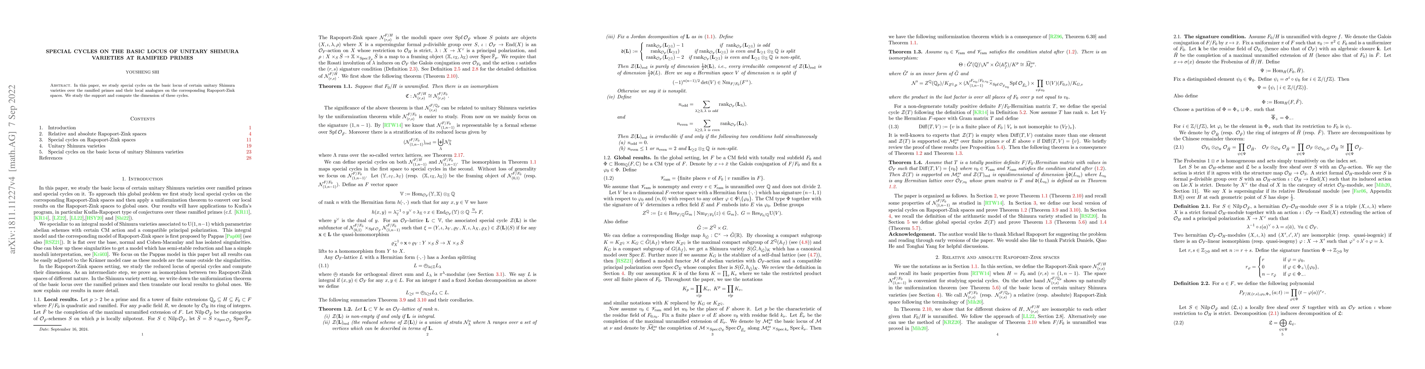 Thumbnail for Special cycles on the basic locus of unitary Shimura varieties at
  ramified primes