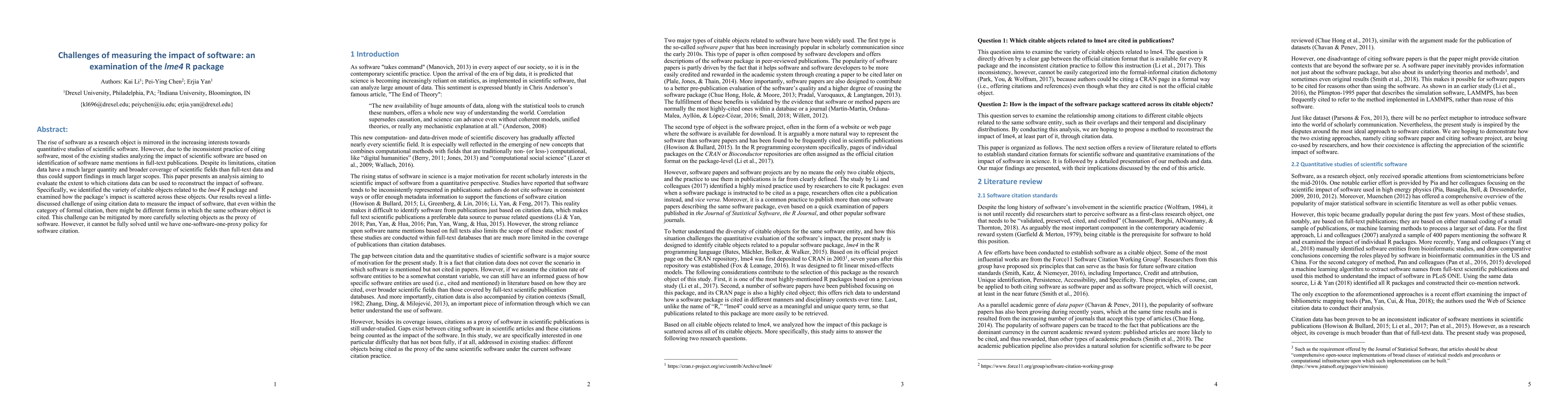 Thumbnail for Challenges of measuring the impact of software: an examination of the
  lme4 R package