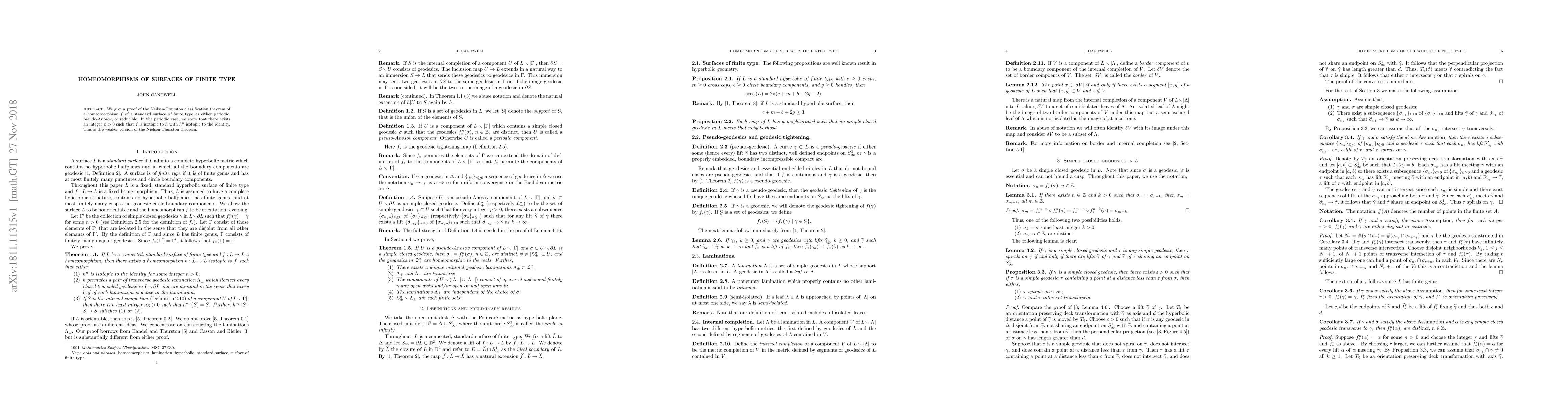 Thumbnail for Homeomorphisms of surfaces of finite type
